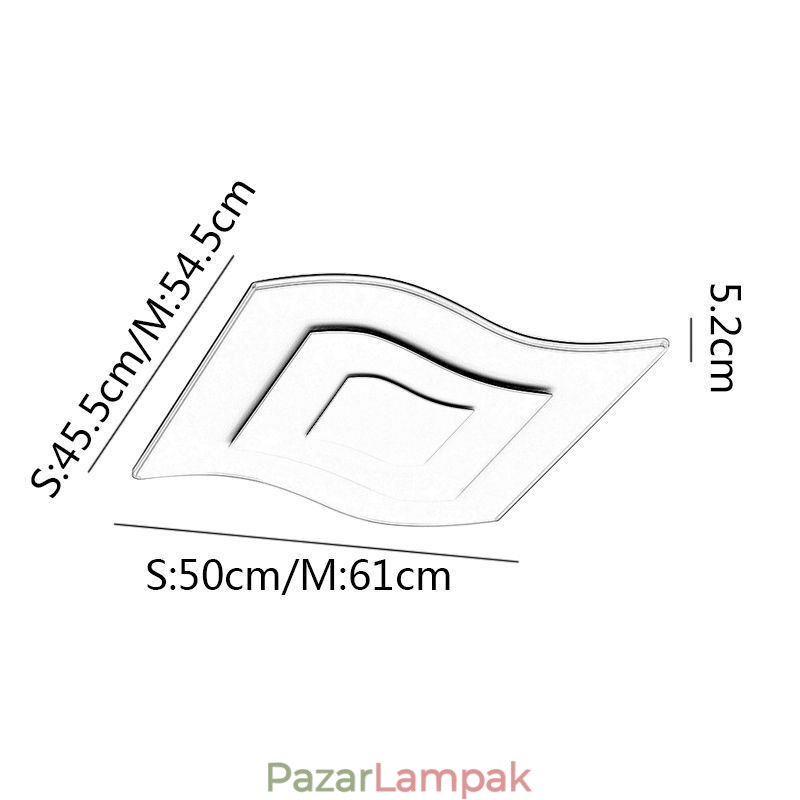 Modern mennyezeti lámpa, négyzet alakú akril süllyesztett tartó