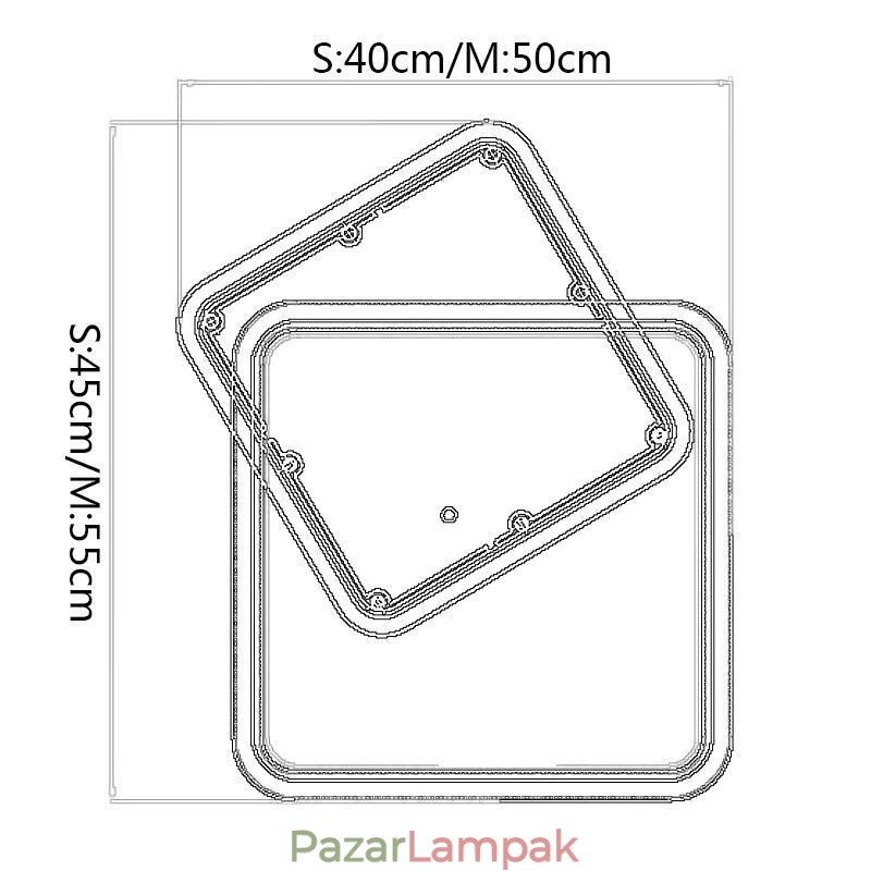 Modern süllyesztett geometriai négyzet alakú mennyezeti lámpa