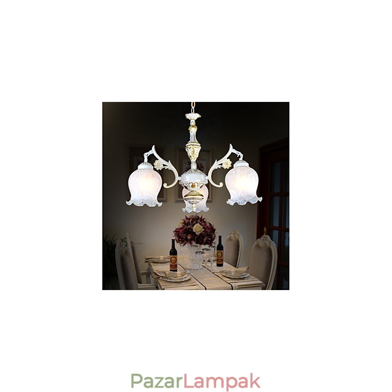 Csillár Three Lights White European Retro Classic