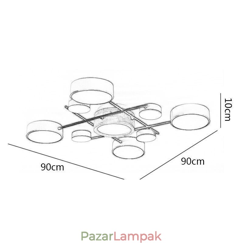 Modern mennyezeti lámpa toldó négyszögű mennyezeti lámpa