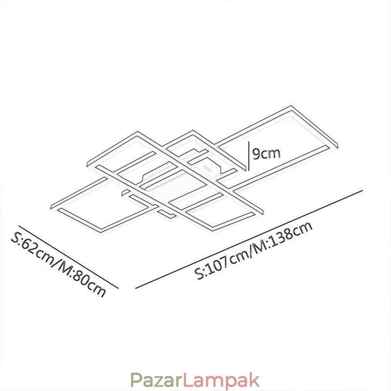 Modern mennyezeti lámpa geometriai négyzet alakú mennyezeti lámpa