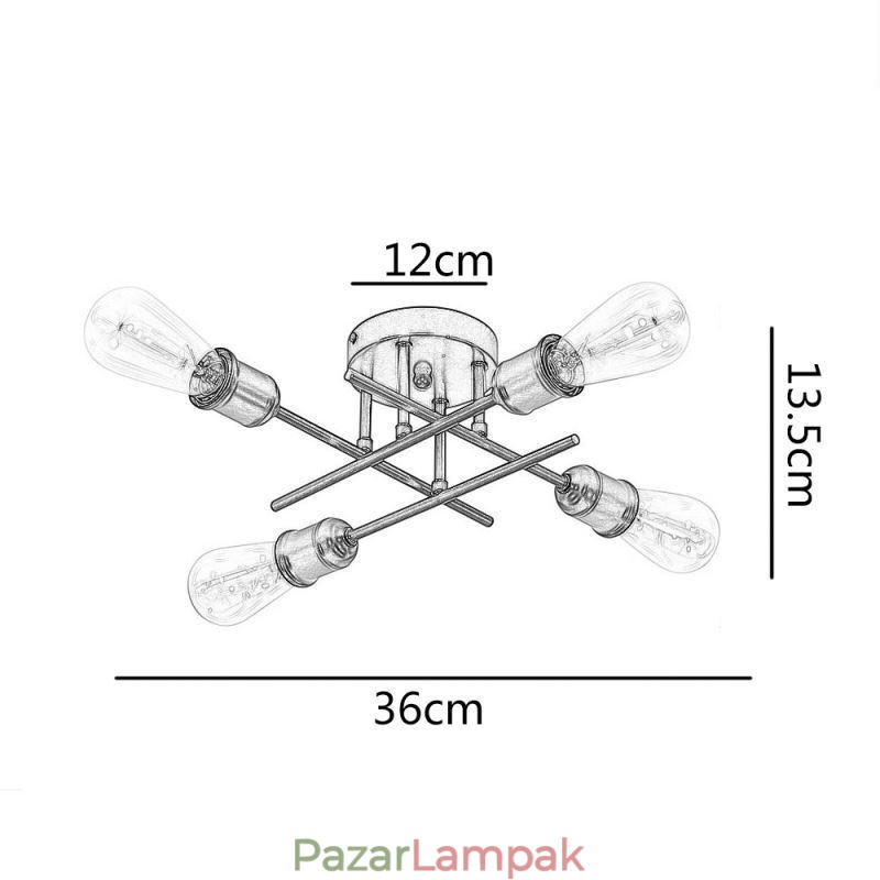 Süllyesztett mennyezeti lámpatest 4 lámpa foglalat