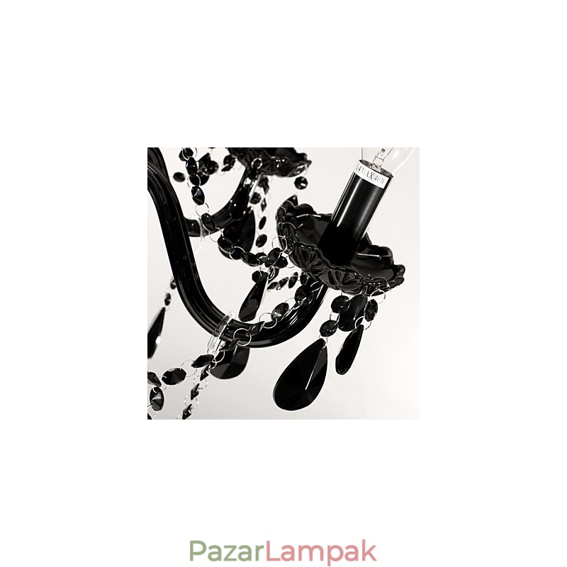 Csillár fekete kristály modern 6 lámpa