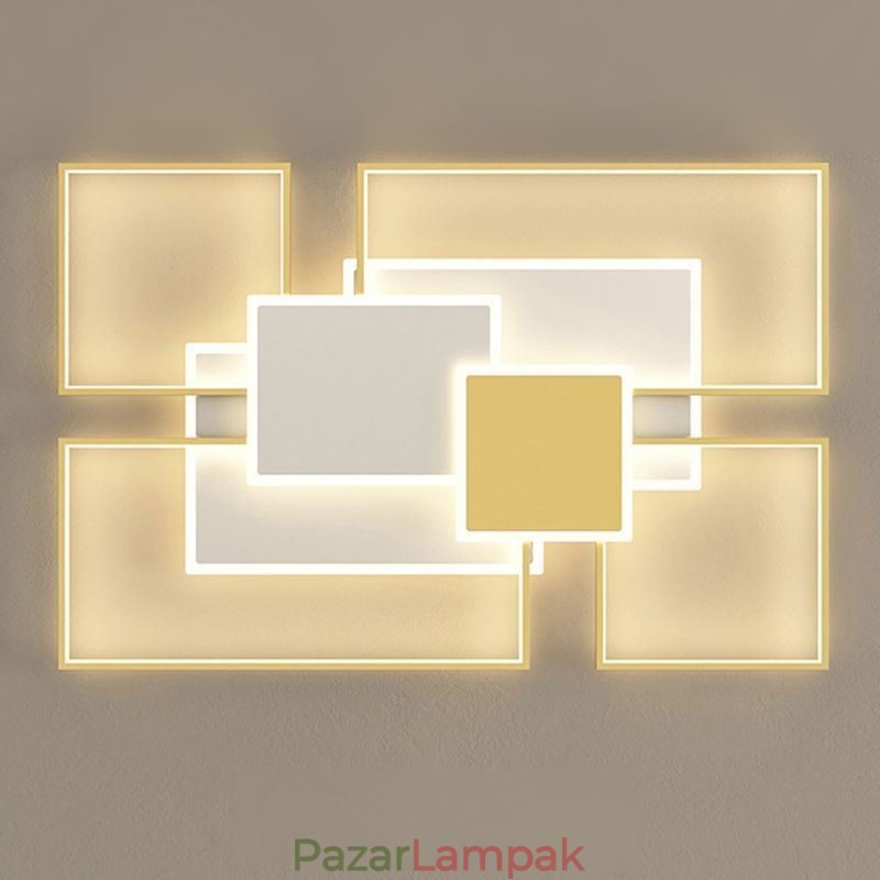 Modern arany süllyesztett geometriai lámpatest mennyezeti lámpa 2 rétegű