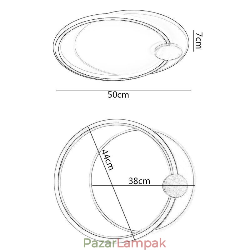 Modern, süllyesztett, akril 2 gyűrűs mennyezeti lámpatest