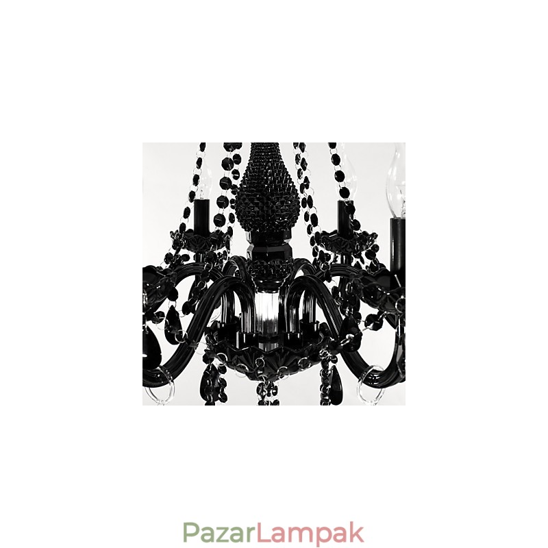 Csillár fekete kristály modern 6 lámpa