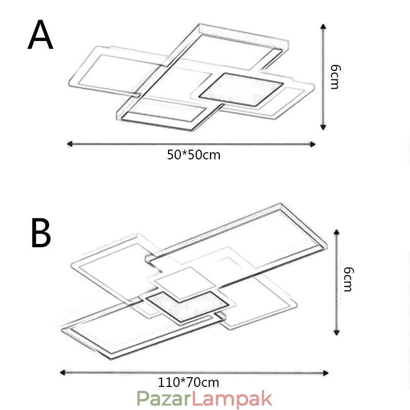 Modern mennyezeti lámpa négyzet alakú akril süllyesztett mennyezeti lámpatest