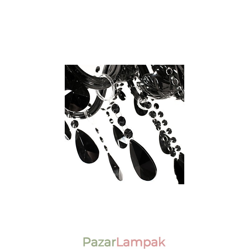 Csillár fekete kristály modern 6 lámpa
