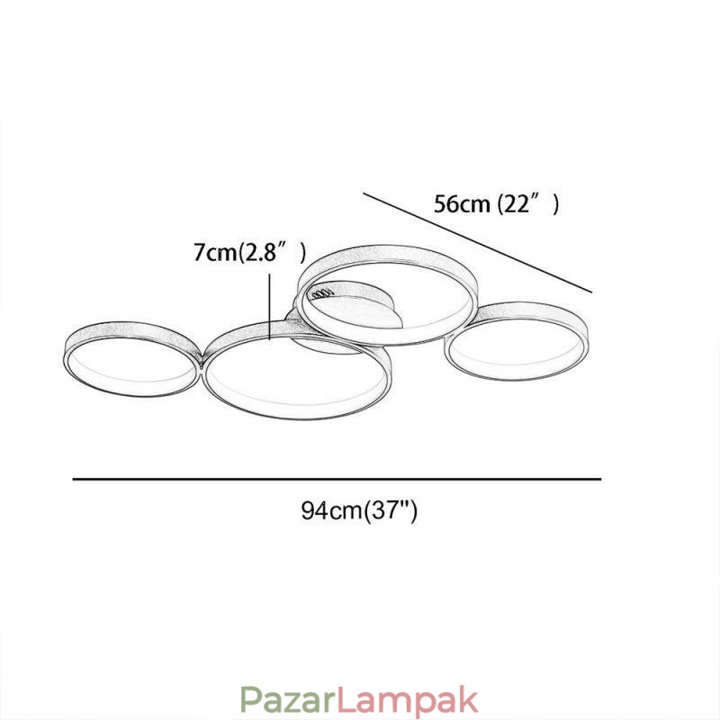 Mennyezeti lámpa 7200LM 4 gyűrűs világítótest