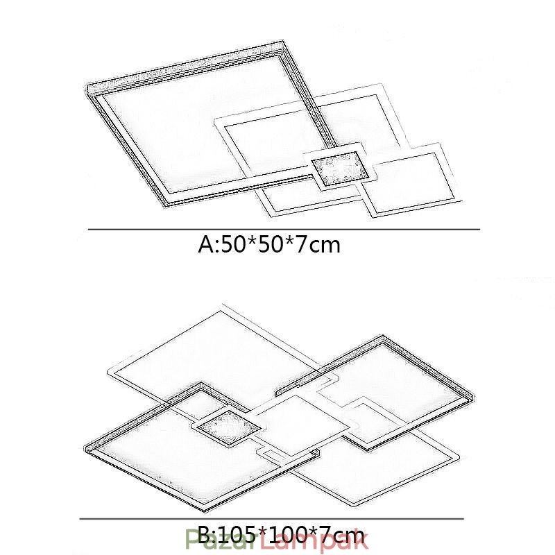 Süllyesztett szerelésű négyzet alakú mennyezeti lámpatest