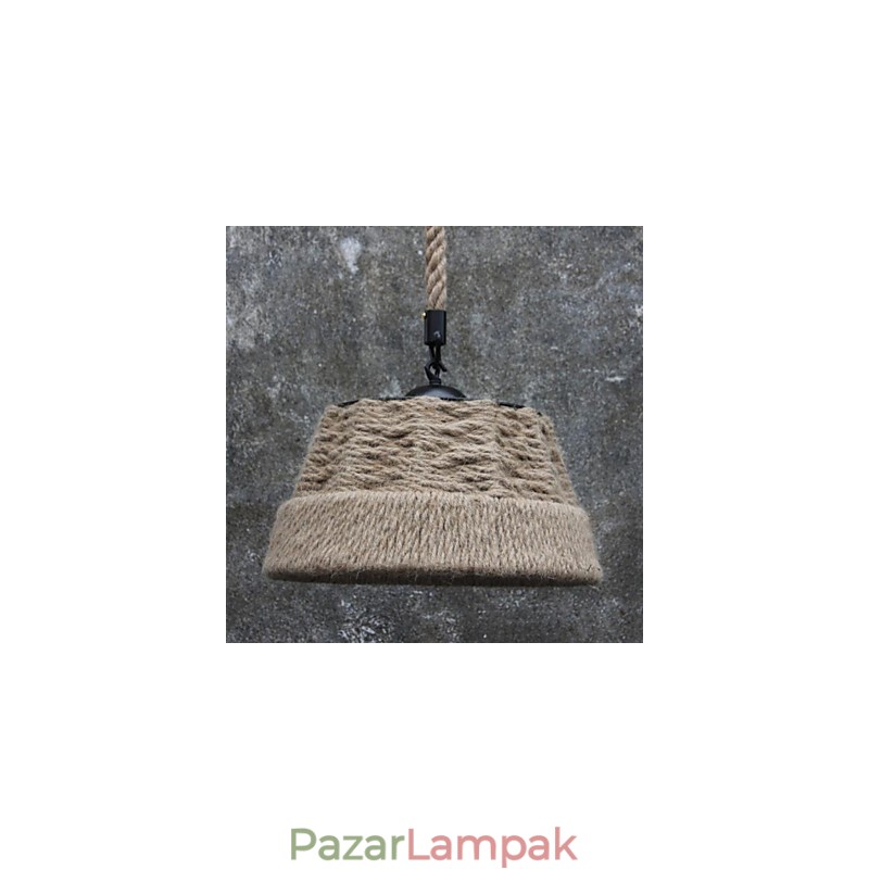 Retro kézzel készített kender kötél megyei csillár lámpa ipari vidéki stílusban