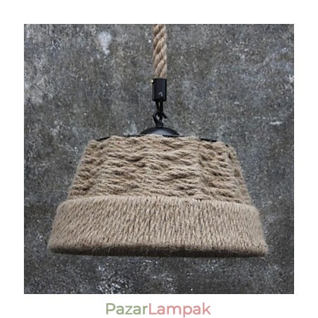 Retro kézzel készített kender kötél megyei csillár lámpa ipari vidéki stílusban