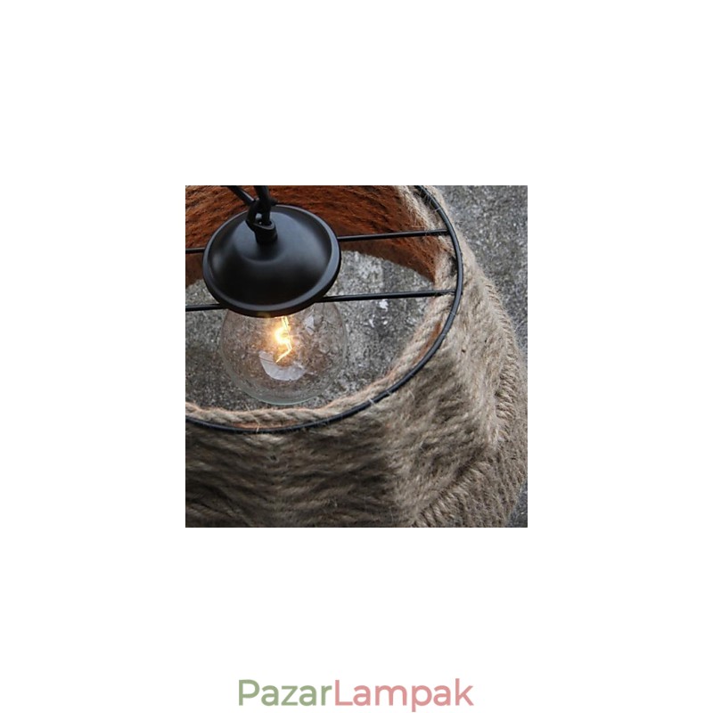 Retro kézzel készített kender kötél megyei csillár lámpa ipari vidéki stílusban