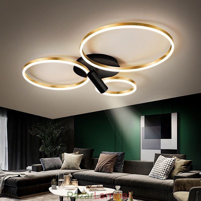 Mennyezeti lámpa szálcsiszolt arany halo gyűrű világító spotlámpa