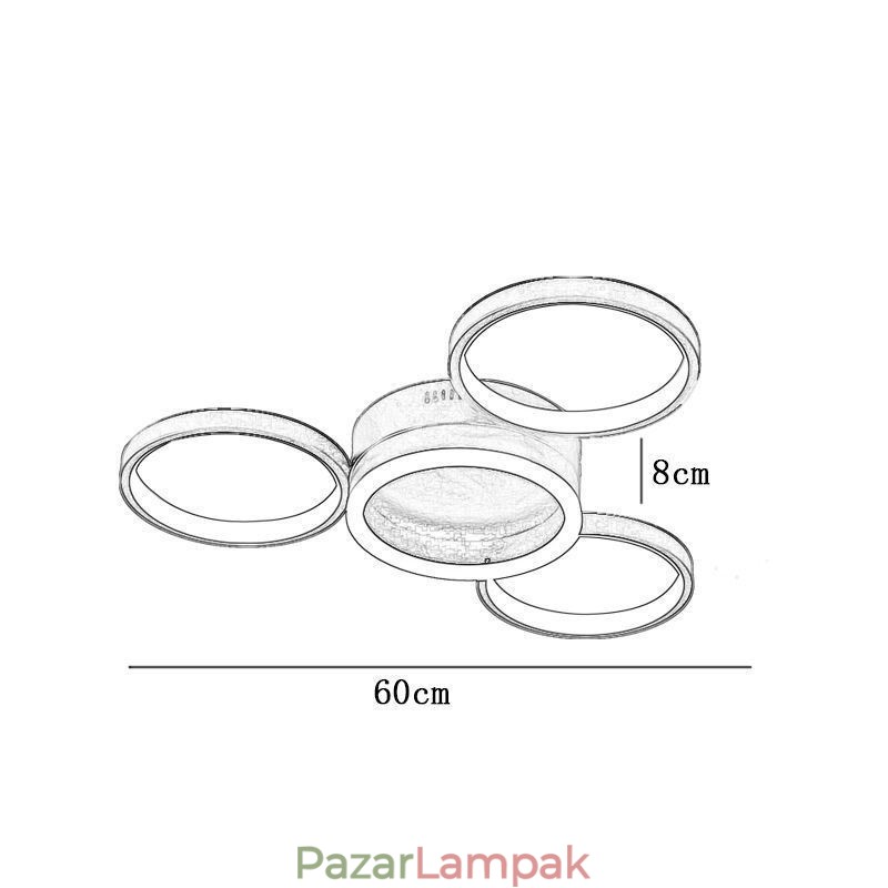 4 gyűrűs süllyesztett mennyezeti lámpa