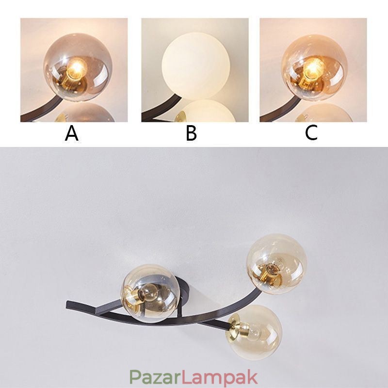 Modern, minimalista ágú, süllyesztett üveggömb mennyezeti lámpa