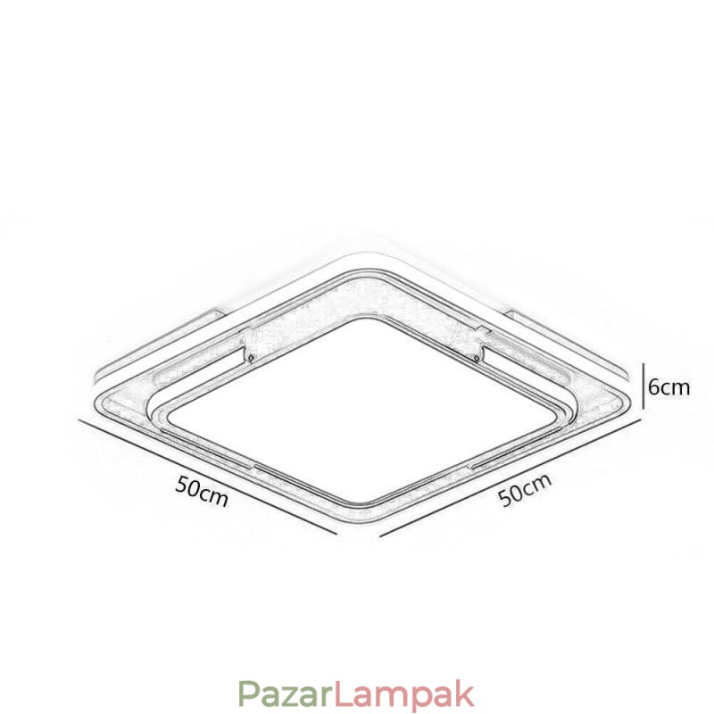 Modern, egyszerű süllyesztett mennyezeti lámpa, négyzet alakú akril világítótest