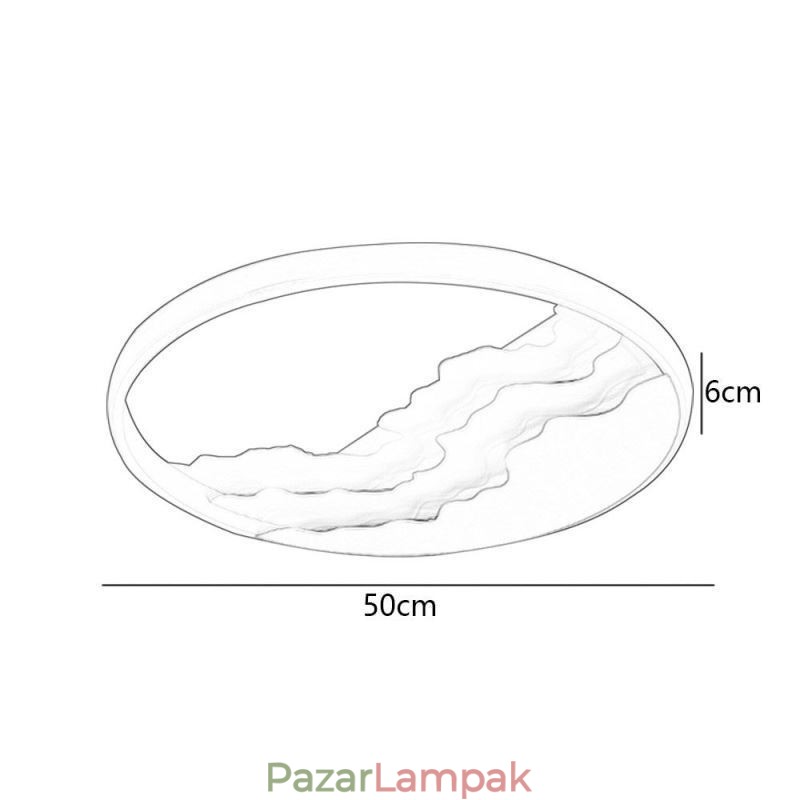 Kerek süllyesztett, egyedi, hullám alakú akril mennyezeti lámpa
