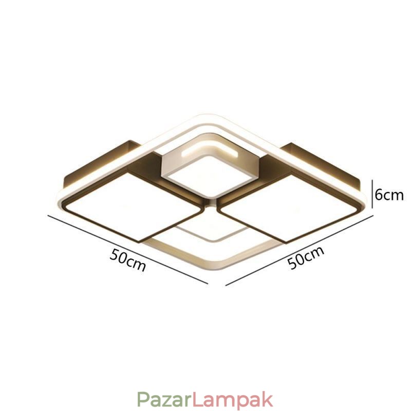 Modern süllyesztett mennyezeti lámpa akril négyzet alakú fekete-fehér lámpatest