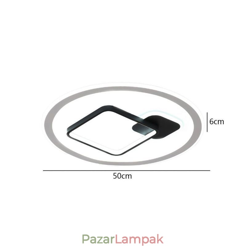 Modern, minimalista mennyezeti lámpa, kerek és négyzet alakú süllyesztett lámpatest