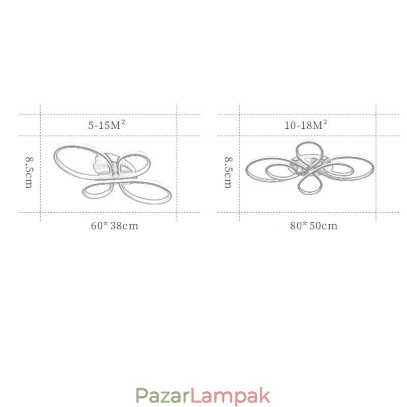 Modern, süllyesztett mennyezeti lámpa, virágmintás dekoratív világítás