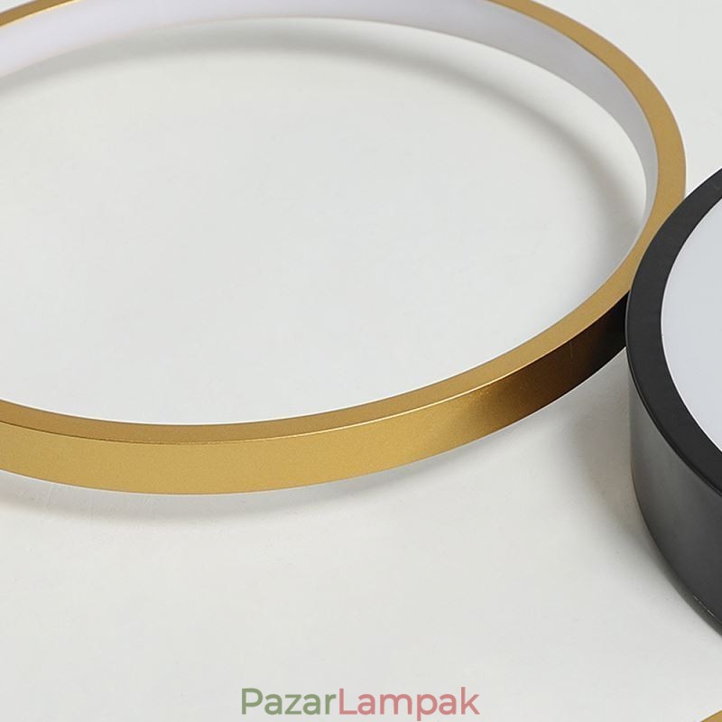 4 gyűrűs süllyesztett mennyezeti lámpa Egyedi fekete+arany lámpaernyős világítás