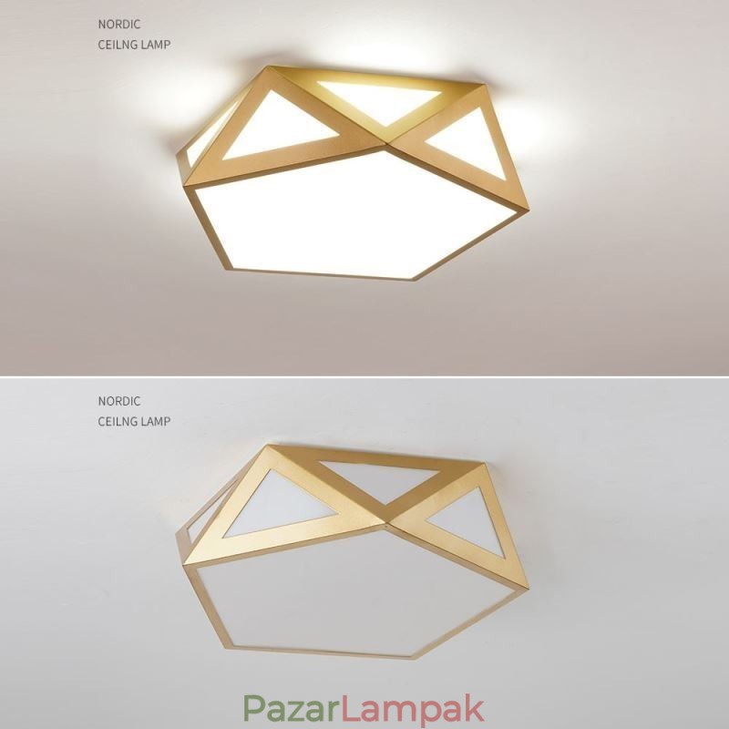 Arany geometrikus süllyesztett akril mennyezeti lámpa