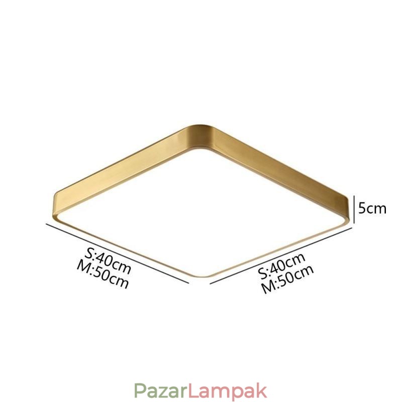 Süllyesztett, minimalista akril négyzet alakú arany mennyezeti lámpa