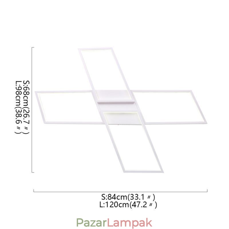 X alakú, süllyesztett, minimalista akril mennyezeti lámpa