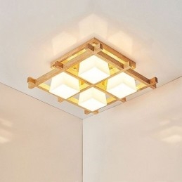 Nordic Square Grid süllyesztett mennyezeti lámpa Gumi fa lámpa