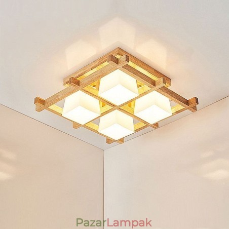 Nordic Square Grid süllyesztett mennyezeti lámpa Gumi fa lámpa Nordic Square Grid süllyesztett mennyezeti lámpa Gumi fa lámpa