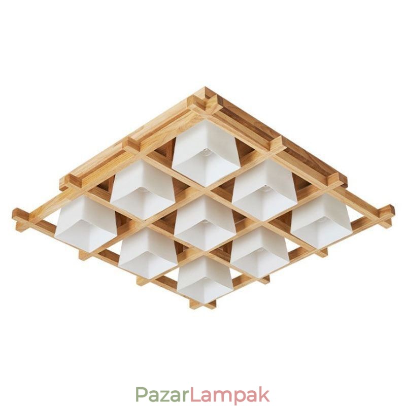 Nordic Square Grid süllyesztett mennyezeti lámpa Gumi fa lámpa