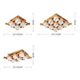 Nordic Square Grid süllyesztett mennyezeti lámpa Gumi fa lámpa