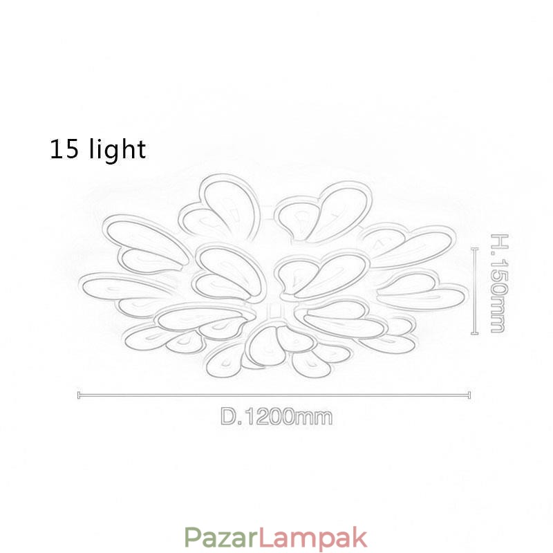 Modern, egyszerű süllyesztett, akrilszirom alakú mennyezeti lámpa