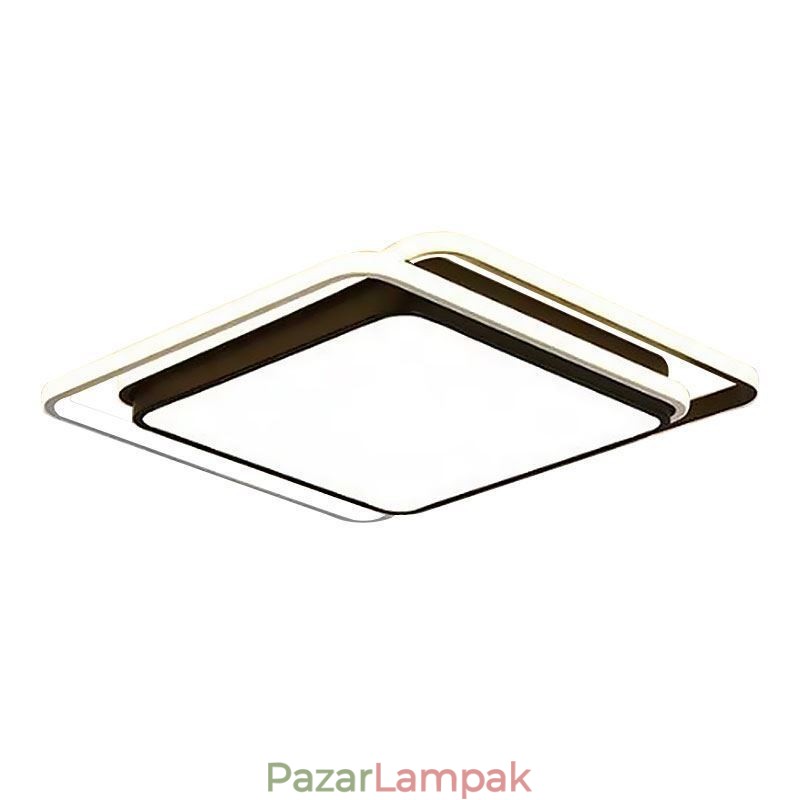 Modern, egyszerű süllyesztett, geometrikus mennyezeti lámpa, négyzet alakú lámpatest