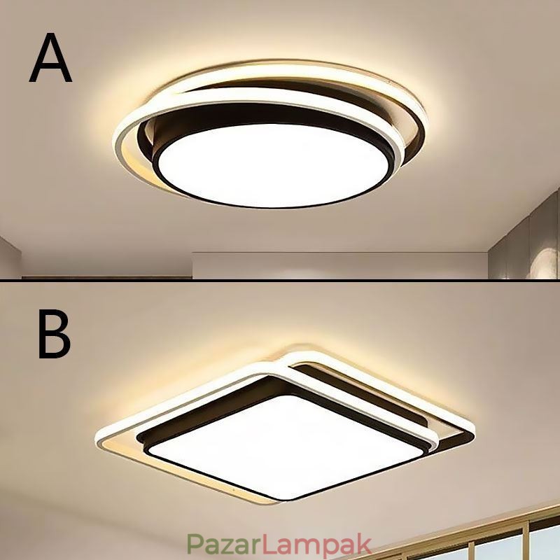 Modern, egyszerű süllyesztett, geometrikus mennyezeti lámpa, négyzet alakú lámpatest