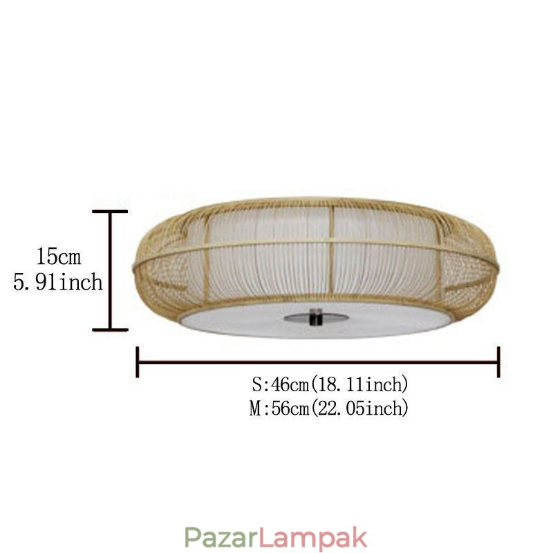 Kínai speciális bambusz süllyesztett, kreatív japán kerek mennyezeti lámpa