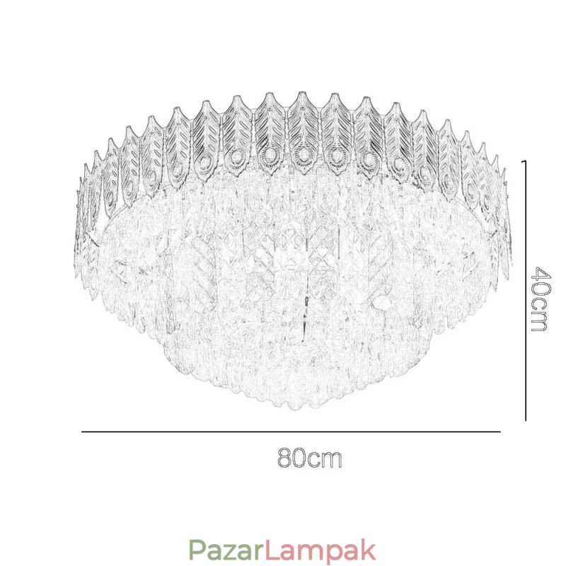 Crystal süllyesztett rögzítésű, kerek, galvanizált Phoenix Tail Gold luxus dekoratív mennyezeti lámpa