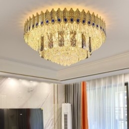 Crystal süllyesztett rögzítésű, kerek, galvanizált Phoenix Tail Gold luxus dekoratív mennyezeti lámpa