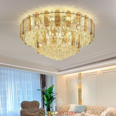 Crystal süllyeszthető dupla rétegű kerek luxus dekoratív mennyezeti lámpa 80 cm Crystal süllyeszthető dupla rétegű kerek luxus dekoratív mennyezeti lámpa 80 cm