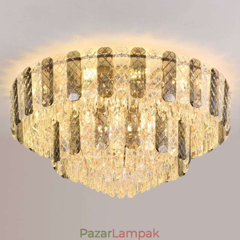 Crystal süllyeszthető dupla rétegű kerek luxus dekoratív mennyezeti lámpa 80 cm