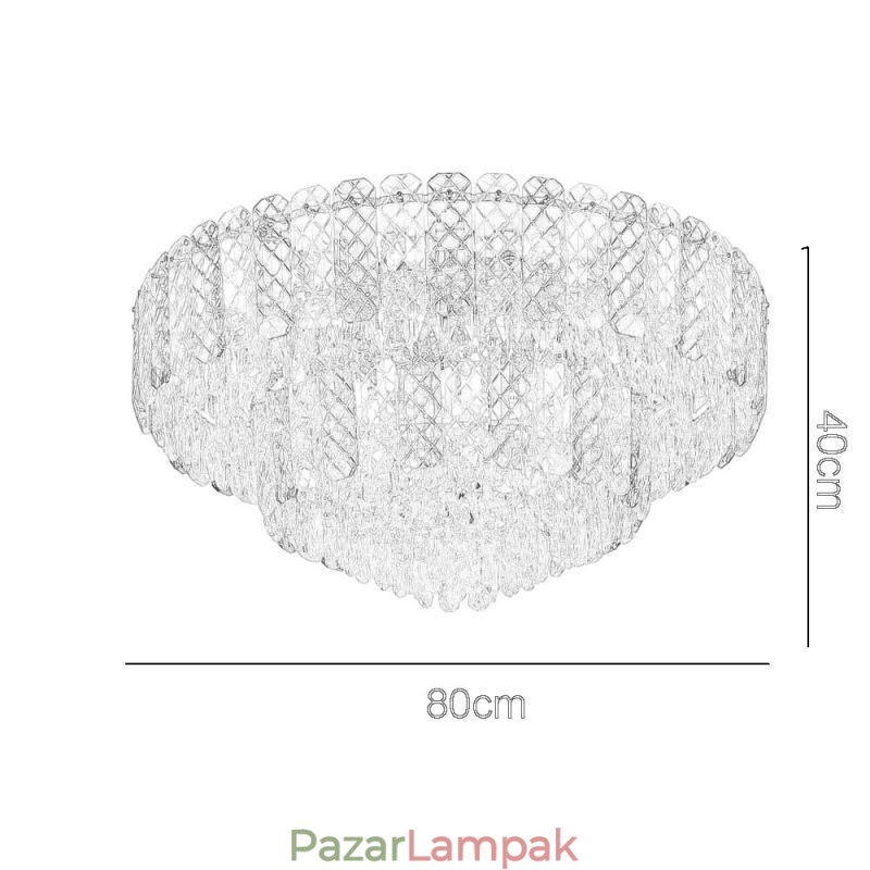 Crystal süllyeszthető dupla rétegű kerek luxus dekoratív mennyezeti lámpa 80 cm