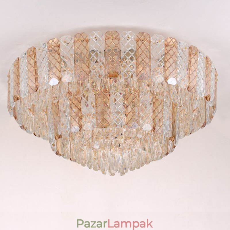 Crystal süllyeszthető dupla rétegű kerek luxus dekoratív mennyezeti lámpa 80 cm