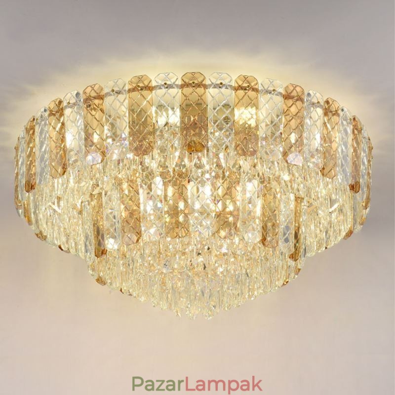 Crystal süllyeszthető dupla rétegű kerek luxus dekoratív mennyezeti lámpa 80 cm