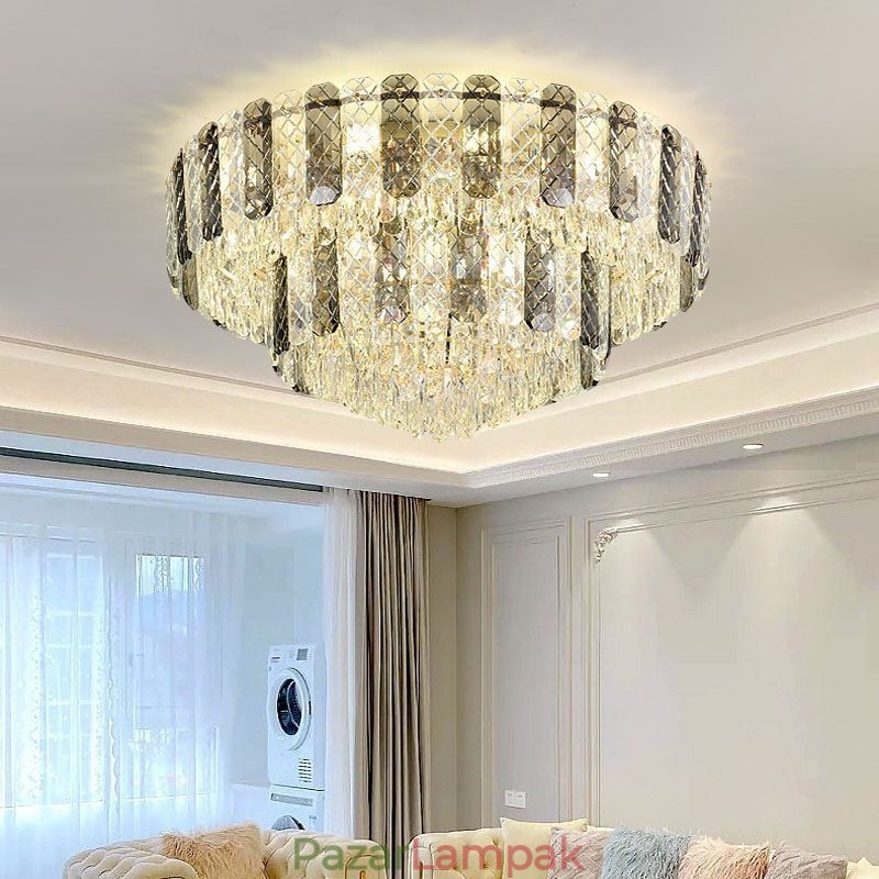 Crystal süllyeszthető dupla rétegű kerek luxus dekoratív mennyezeti lámpa 80 cm