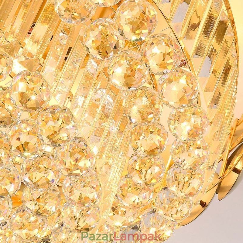 Crystal süllyesztett, kerek galvanikus arany luxus dekoratív mennyezeti lámpa 80 cm