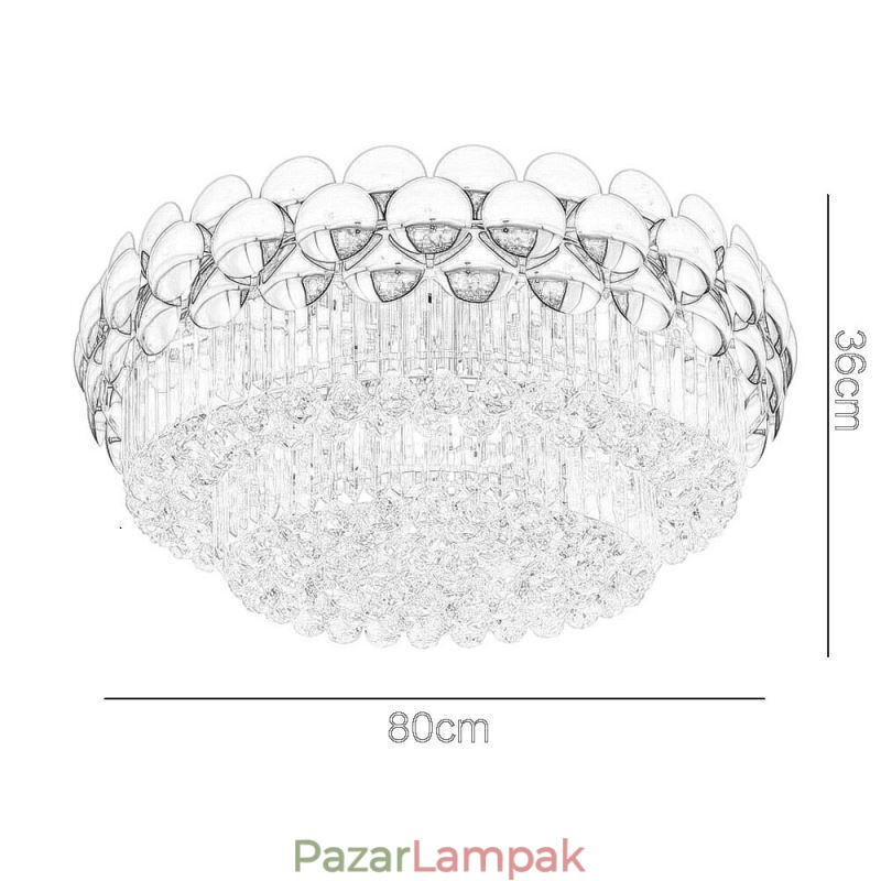Crystal süllyesztett, kerek galvanikus arany luxus dekoratív mennyezeti lámpa 80 cm