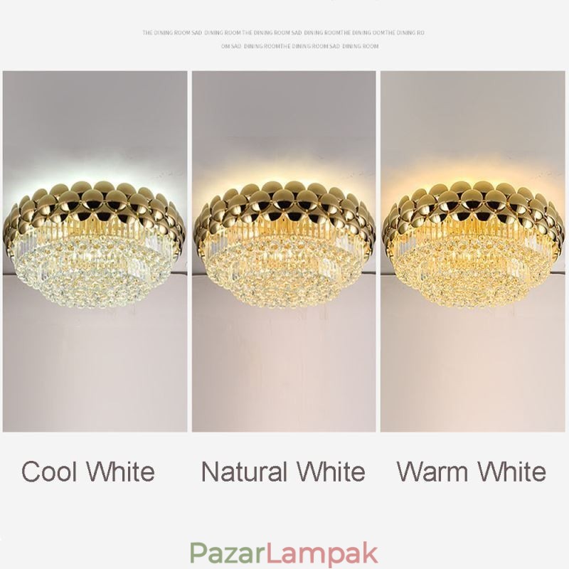 Crystal süllyesztett, kerek galvanikus arany luxus dekoratív mennyezeti lámpa 80 cm