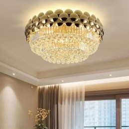 Crystal süllyesztett, kerek galvanikus arany luxus dekoratív mennyezeti lámpa 80 cm