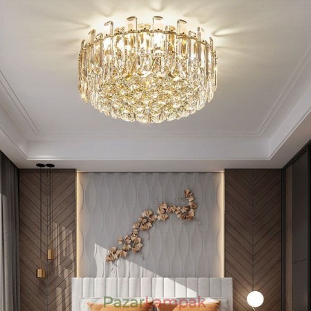 Luxus Crystal süllyesztett szerelésű, kerek kristálydekorációs mennyezeti lámpa Luxus Crystal süllyesztett szerelésű, kerek kristálydekorációs mennyezeti lámpa